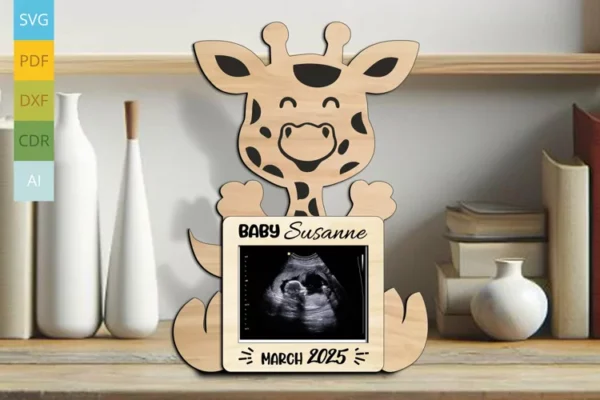 Senal De Regalo De Ecografia Con Anuncio De Embarazo De Jirafa Creativo Digital